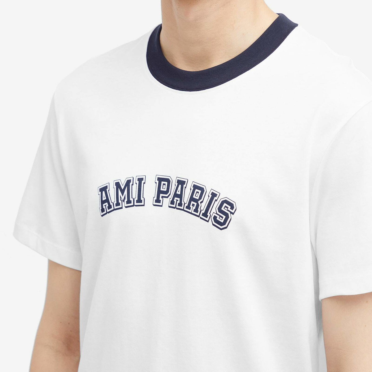 AMI Paris Men's College Logo T-Shirt in White AMI