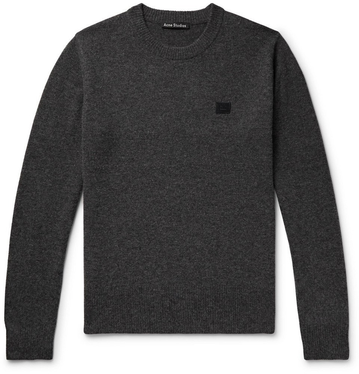 Photo: Acne Studios - Nalon Appliquéd Mélange Wool Sweater - Men - Charcoal