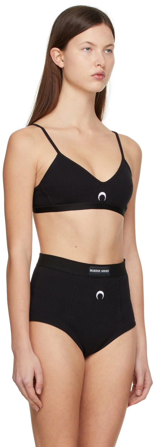 Marine Serre Black Cotton Bra Marine Serre