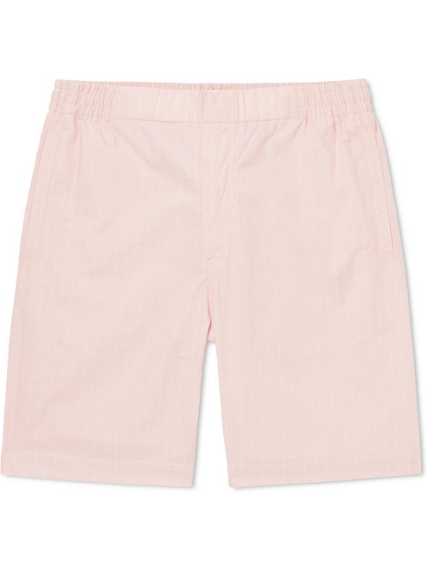 Photo: Hamilton And Hare - Pinstriped Cotton Pyjama Shorts - Pink