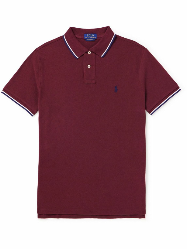 Photo: Polo Ralph Lauren - Logo-Embroidered Striped Cotton-Piqué Polo Shirt - Red