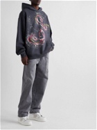 Acne Studios - Oversized Printed Cotton-Jersey Hoodie - Gray