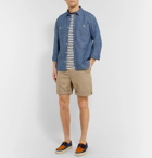 Mr P. - Garment-Dyed Peached Cotton and Linen-Blend Twill Shorts - Sand