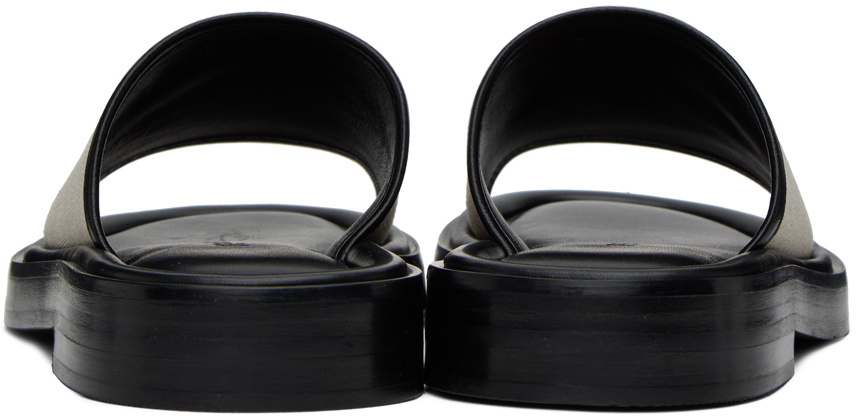 Ferragamo Black & Beige Logo Slides Salvatore Ferragamo Ferragamo Black and Beige Patterned Slides main image 2
