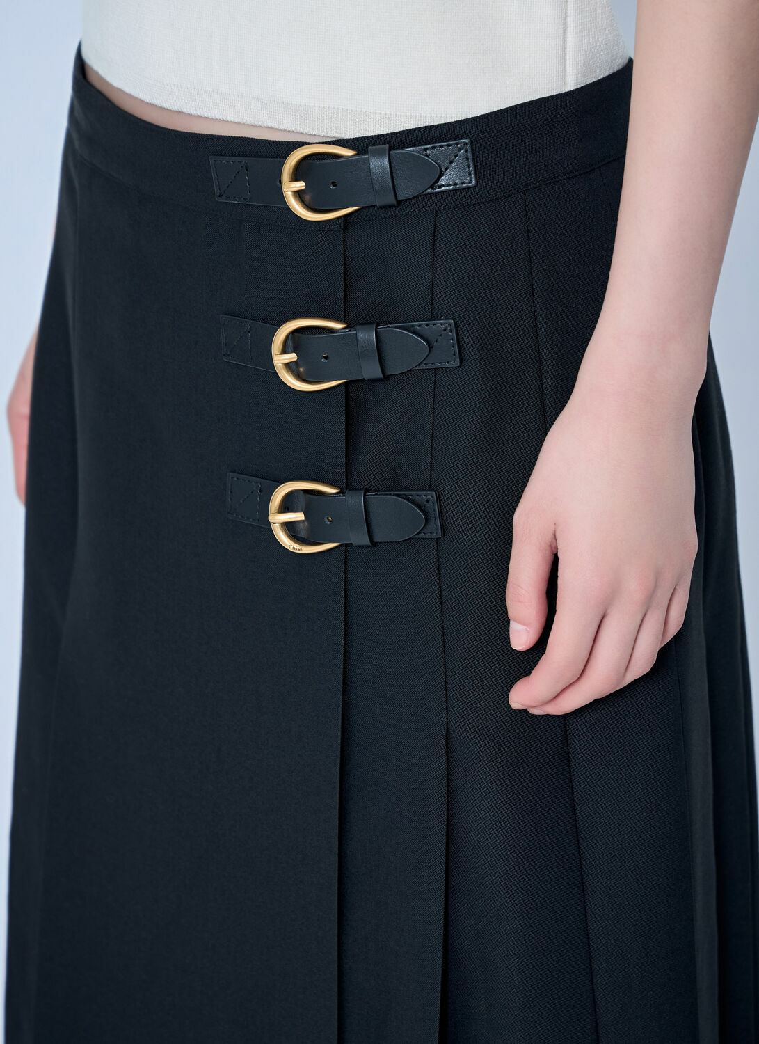 Chloé Virgin Wool Skirt with Buckles