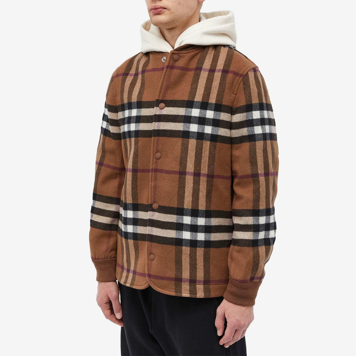 Burberry Men's Belsize Check Bomber Jacket in Dark Birch