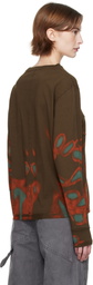 Eckhaus Latta Brown Lapped Long Sleeve T-shirt