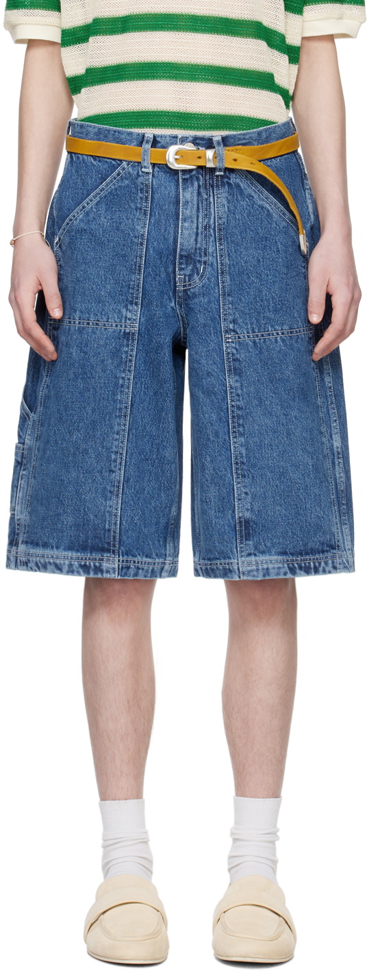 AFTER PRAY Indigo Carpenter Denim Shorts