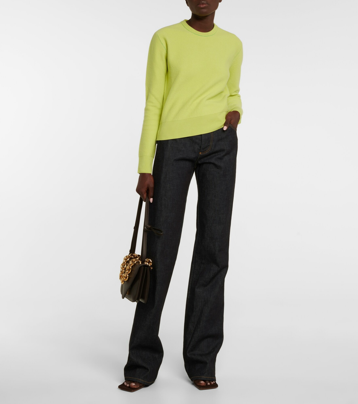 [Bottega Veneta] Bottega Veneta Wool Tuck Wide Pants Bottoms 653045 VOB20 Yellow 38 [Used] [Authenticated and Guaranteed Authentic] 210645