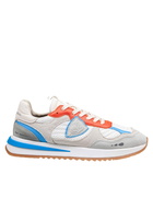 Philippe Model Olympique Sneakers In Leather And Fabric Color White, Grey And Orange