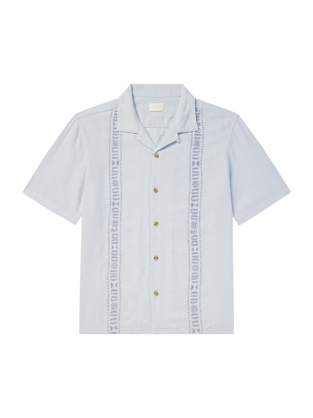 Photo: Aimé Leon Dore - Embroidered Linen-Blend Shirt - Blue