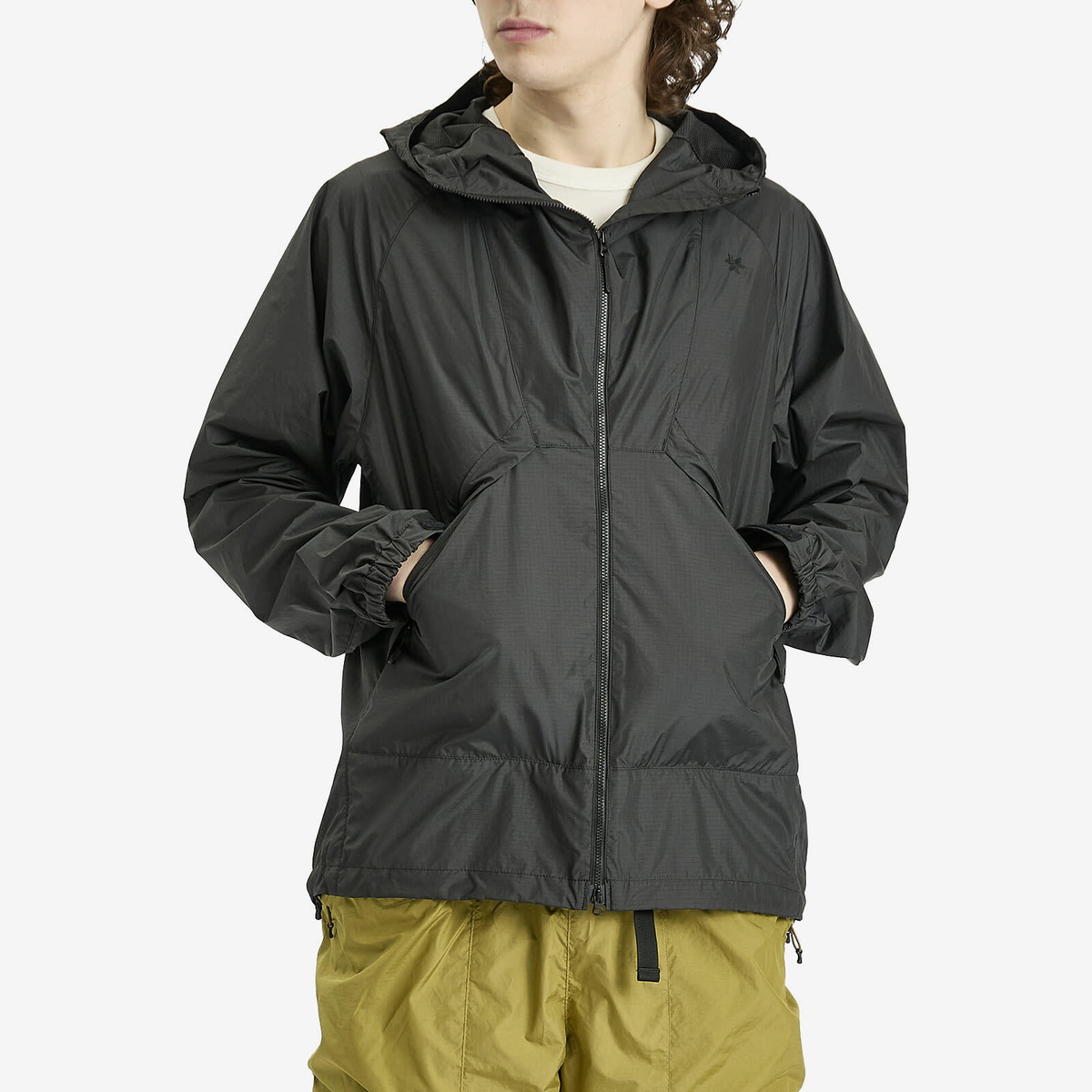 Goldwin Men's Ripstop Hooded Jacket in Black Goldwin