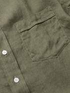 Drake's - Spread Collar Linen Shirt - Green