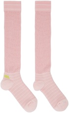 ERL Pink Mesh Panel Logo Knee-High Socks