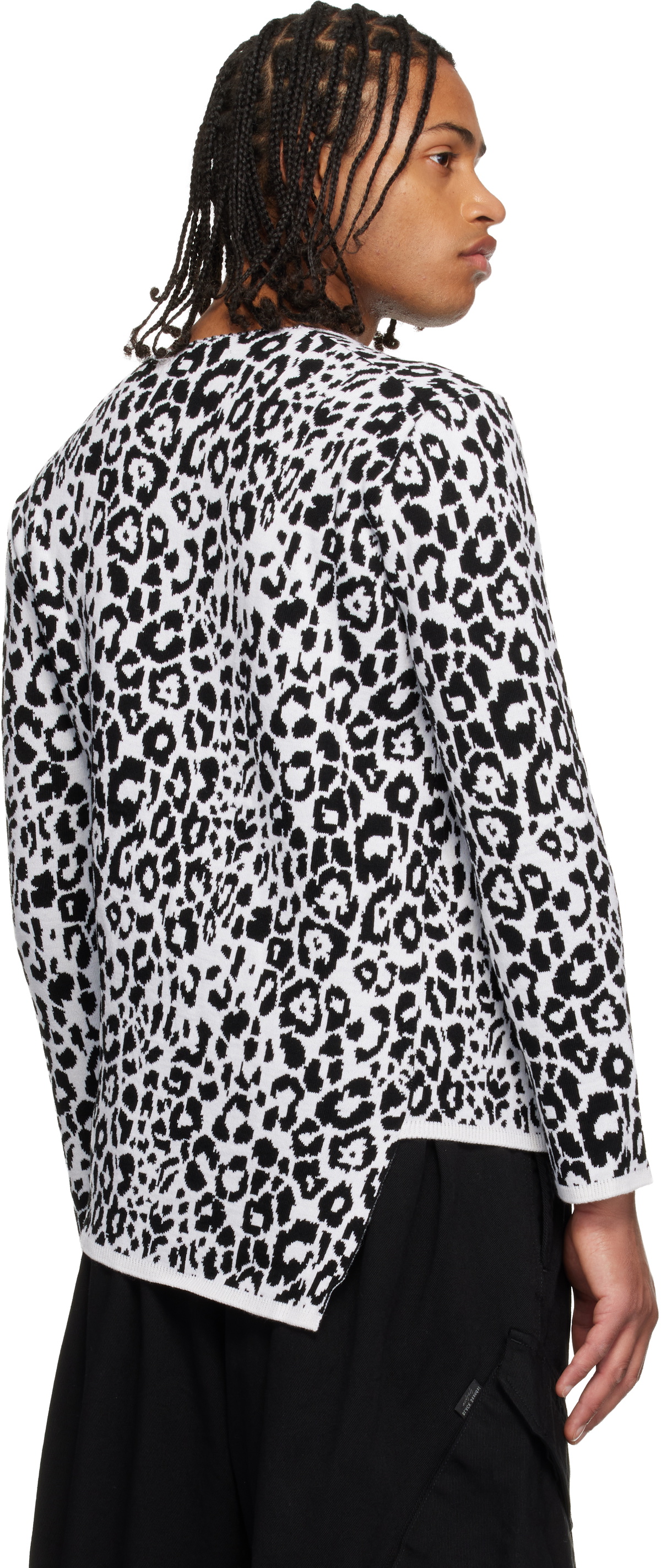 Black Comme des Garçons White & Black Leopard Sweater