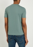 Emporio Armani Logo-embroidered Cotton T-shirt Blue