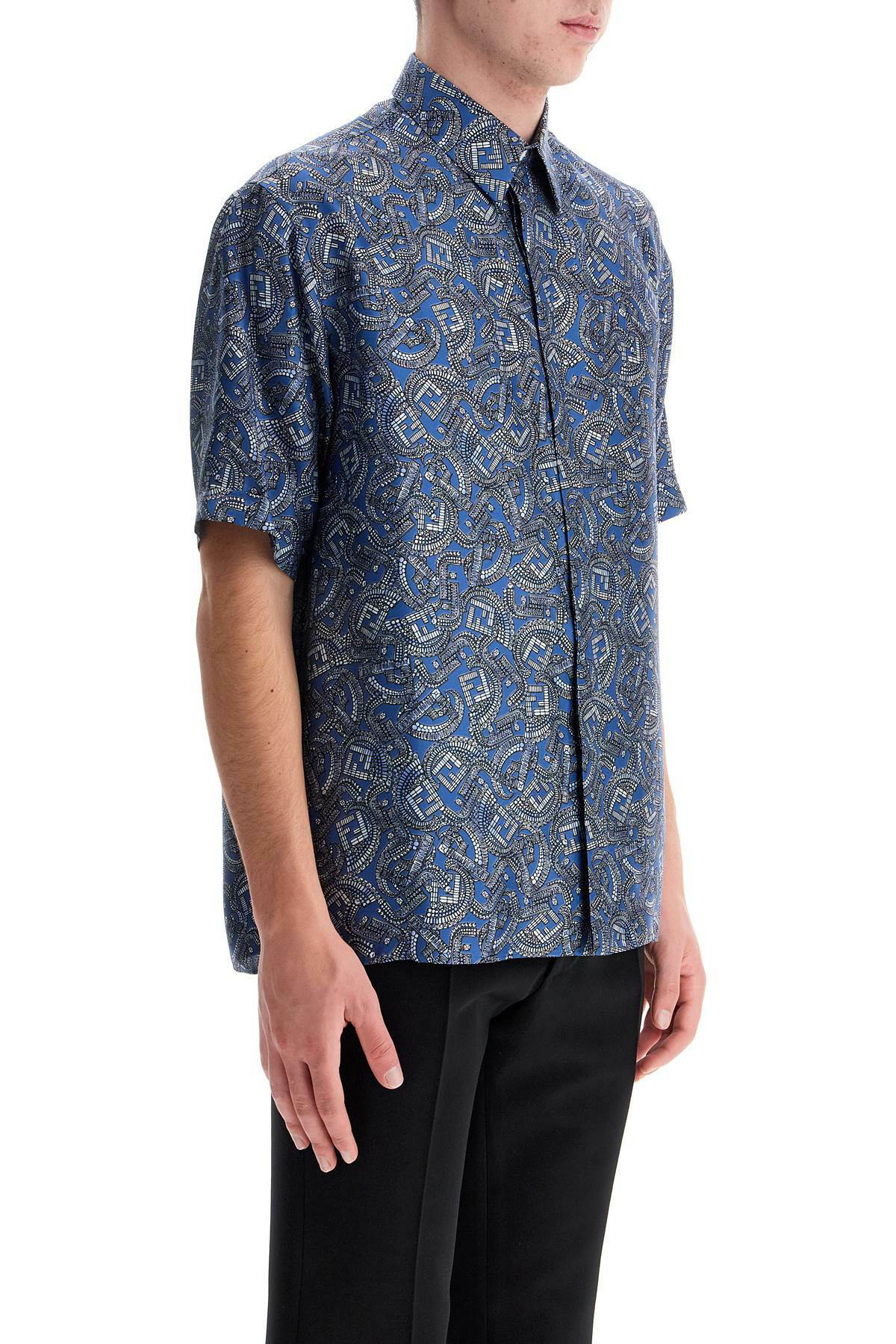 FENDI short-sleeved silk shirt by fendi jew Blue Fendi