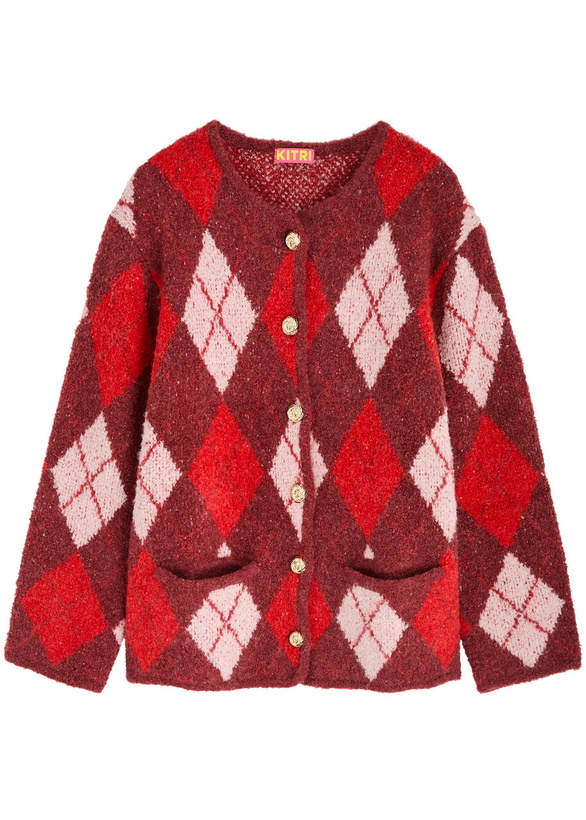 Photo: Kitri Pandora Argyle-intarsia Knitted Cardigan Burgundy