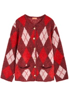 Kitri Pandora Argyle-intarsia Knitted Cardigan Burgundy