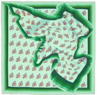 Dries Van Noten Green Silk Print Pocket Square