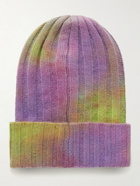 The Elder Statesman - Tie-Dyed Ribbed Cashmere Beanie