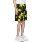 MSGM Black and Yellow Palm Trees Shorts