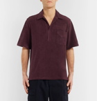 Camoshita - Camp-Collar Cotton-Blend Terry Polo Shirt - Men - Burgundy