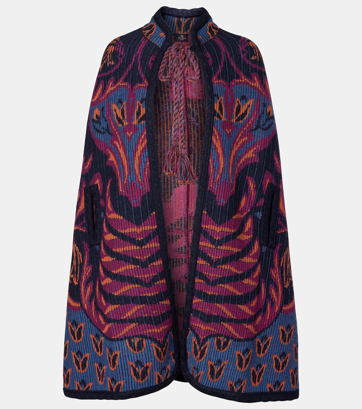 Etro Jacquard wool and cotton-blend cape