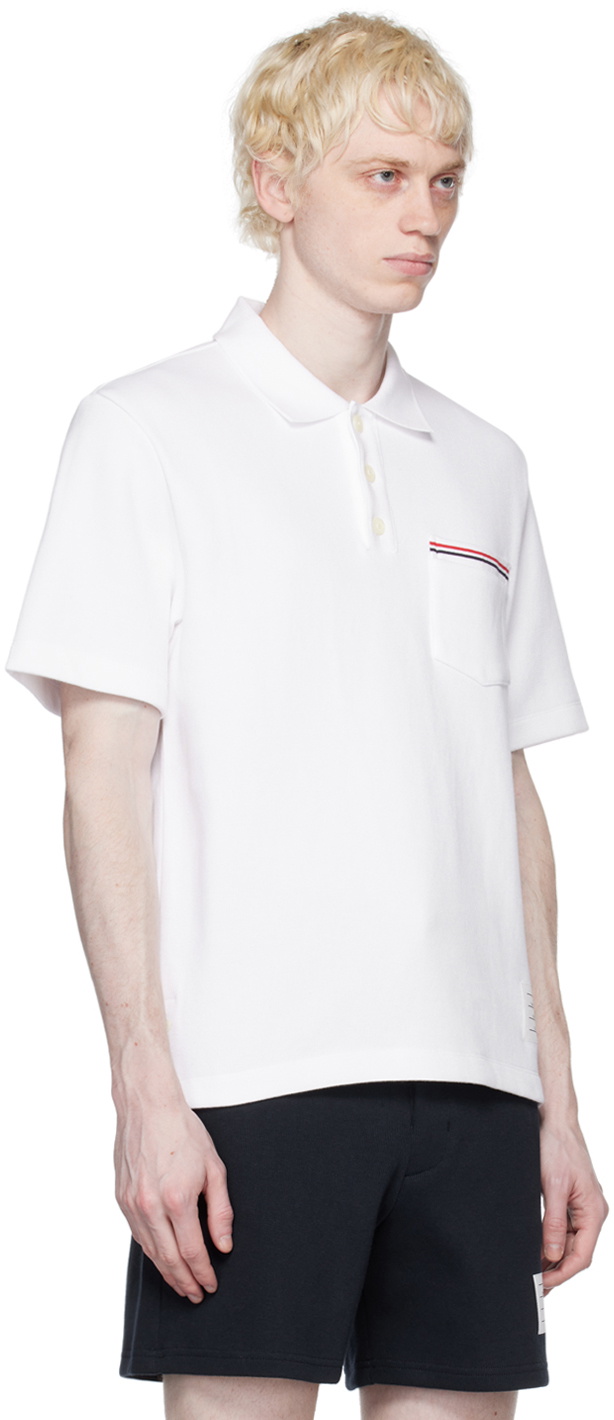 Thom Browne White Patch Pocket Polo