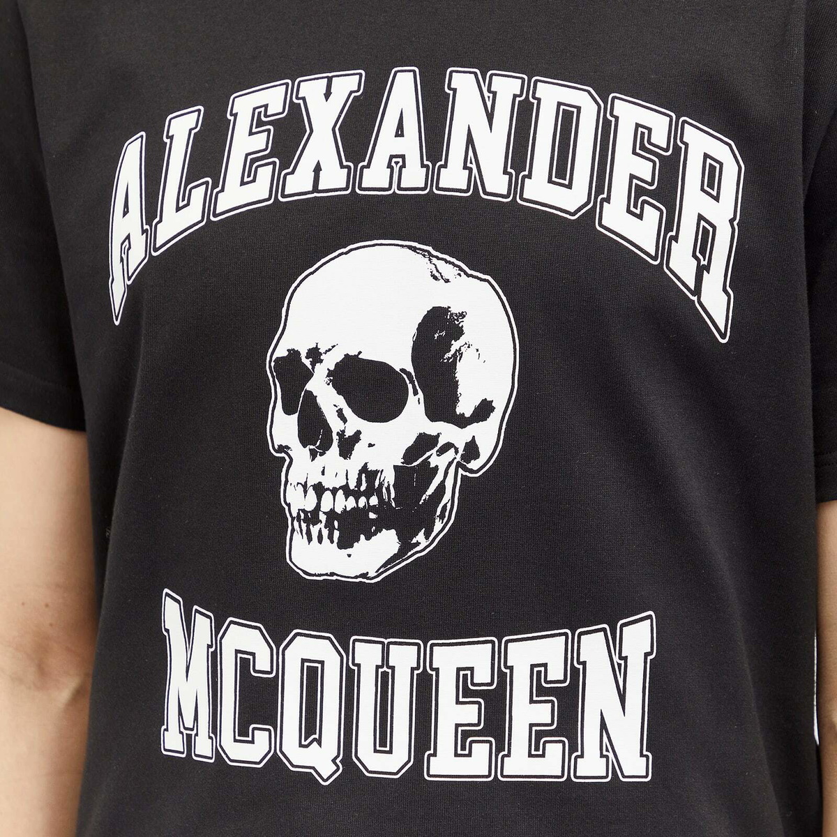 Alexander McQueen Men's Varsity Skull Logo T-Shirt in Black Alexander McQueen Men's Varsity Skull Logo T-Shirt in Black