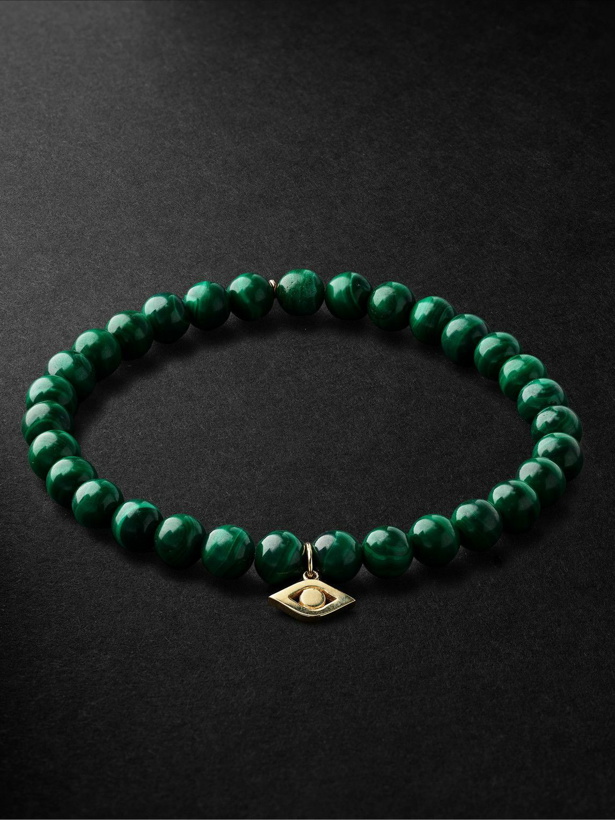 Photo: Sydney Evan - Medium Evil Eye Gold Malachite Beaded Bracelet