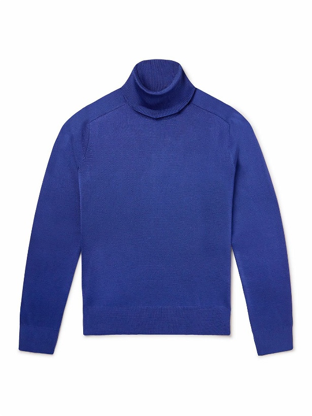 Photo: TOM FORD - Slim-Fit Silk-Blend Rollneck Sweater - Blue