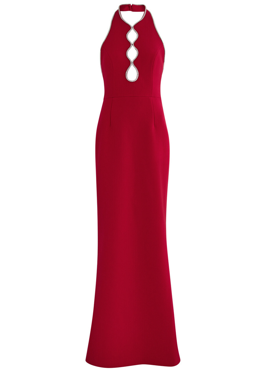 Rebecca Vallance Akari Crystal-embellished Gown Red Rebecca