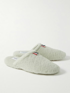 Thom Browne - Grosgrain-Trimmed Shearling Slippers - Neutrals