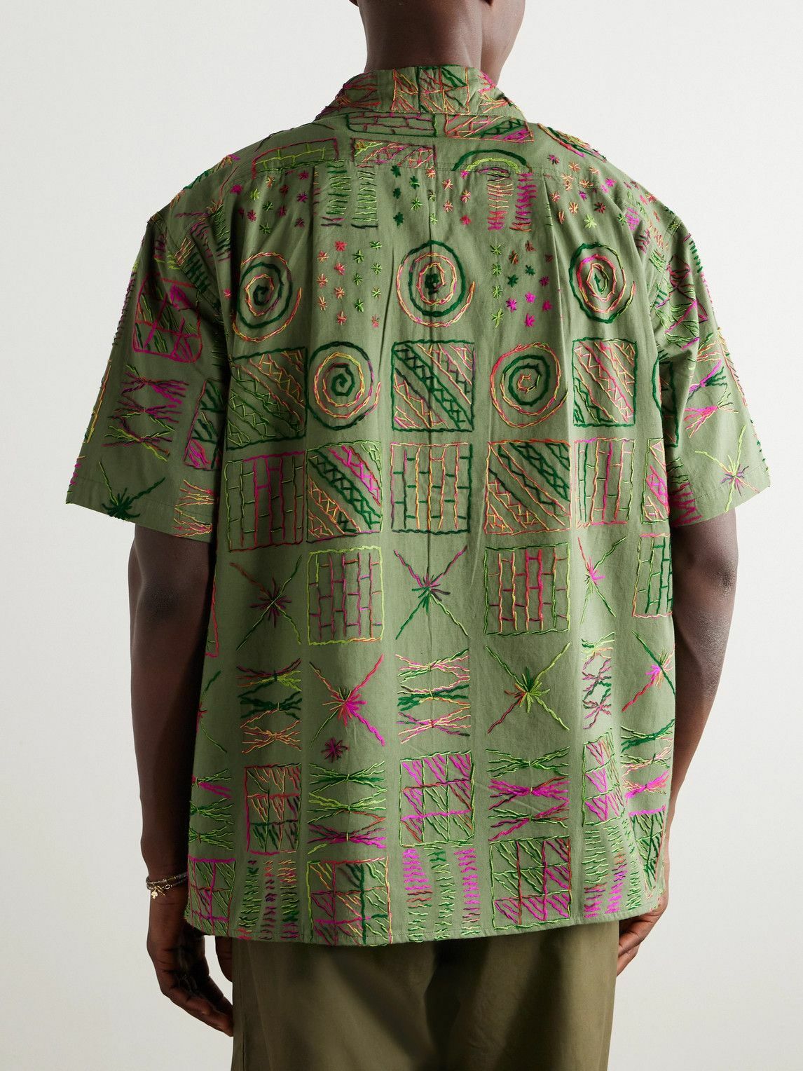Monitaly - 50's Milano Camp-Collar Embroidered Cotton Shirt