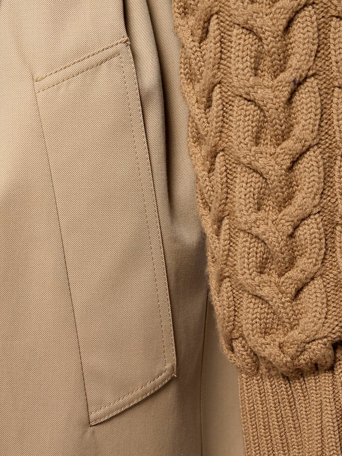 MAX MARA Cicladi Wool Knit & Cotton Long Coat Max Mara
