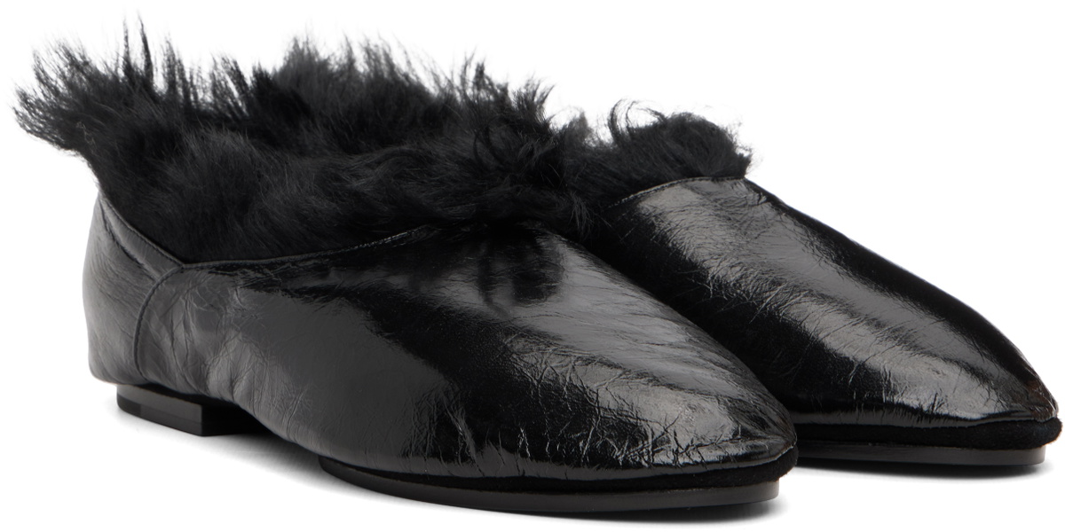 Jil Sander Black Deerskin Slippers
