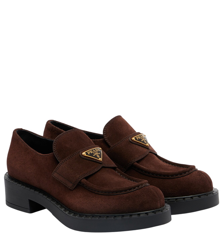 Photo: Prada Chocolate suede loafers