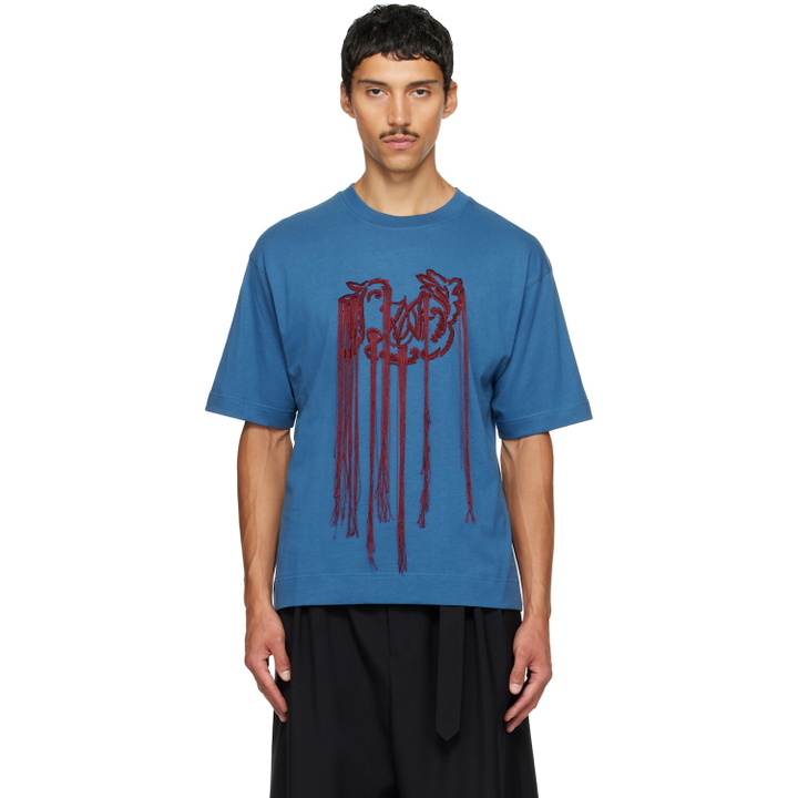 Photo: Dries Van Noten Blue Embroidered T-shirt