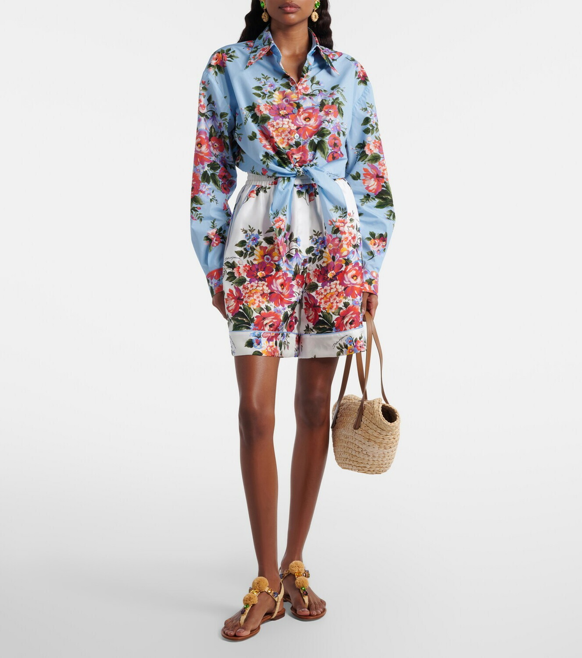 Dolce&Gabbana Floral silk twill Bermuda shorts