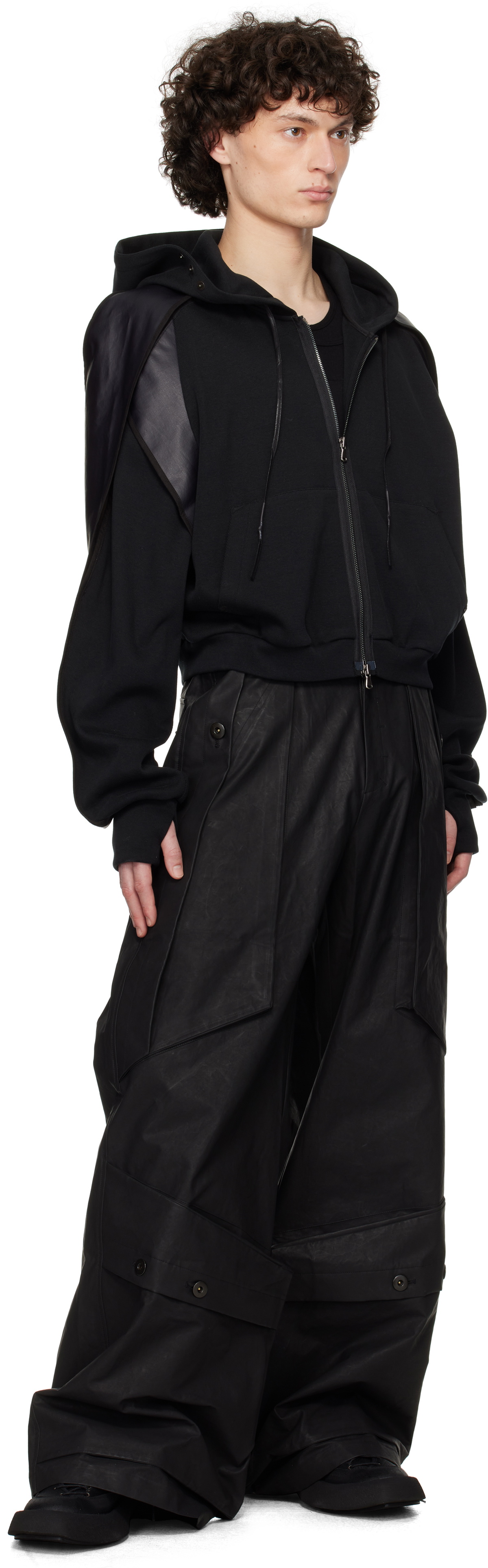 CARNET-ARCHIVE Black Coated Wide Mass Trousers