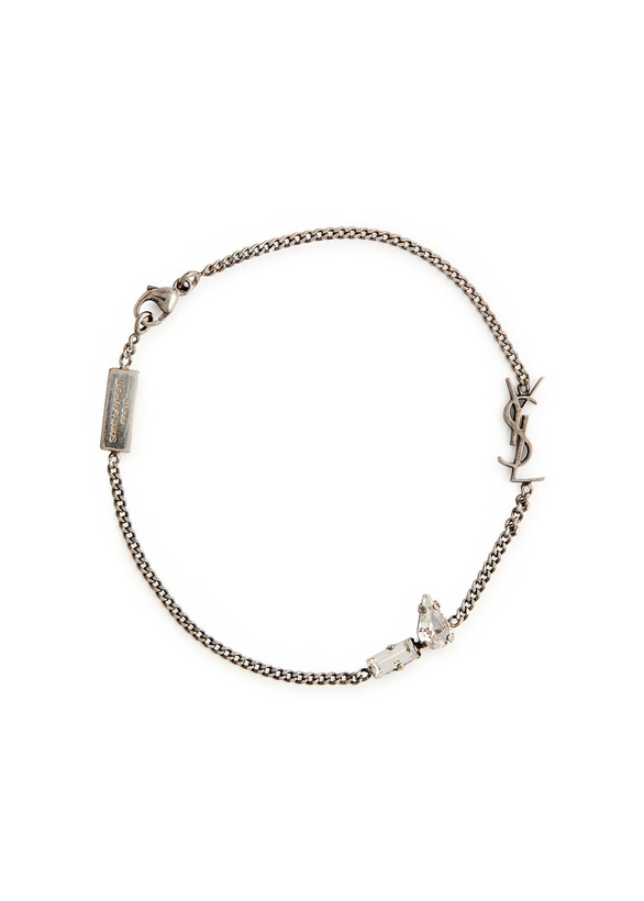 Photo: Saint Laurent Cassandre Embellished Chain Bracelet Silver