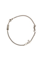 Saint Laurent Cassandre Embellished Chain Bracelet Silver