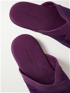 John Lobb - Knighton Leather-Trimmed Suede Slippers - Purple