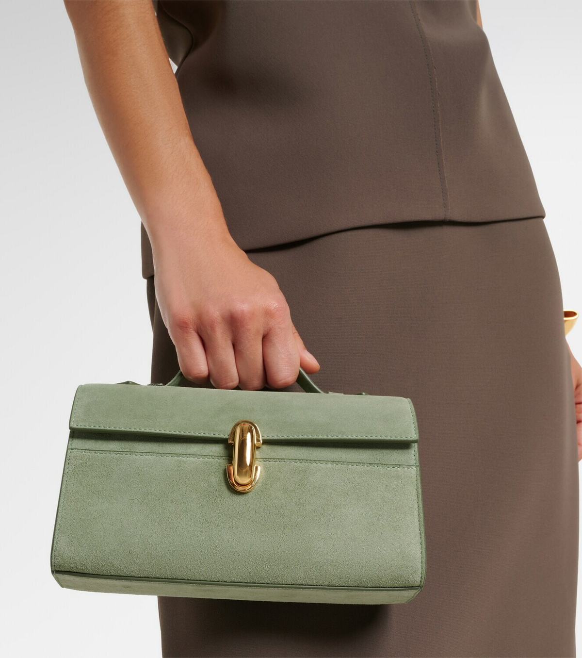 Savette Symmetry Pochette Small suede top-handle bag