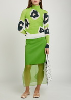 Issey Miyake Printed Pleated Woven top Green