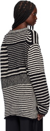 YOHJI YAMAMOTO Black & Off-White 3G1P Border Round Neck Knit Sweater