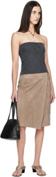 St. Agni Gray Wool Strapless Top