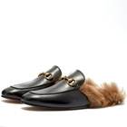 Gucci Men's Princetown Fur Lined Mule in Black