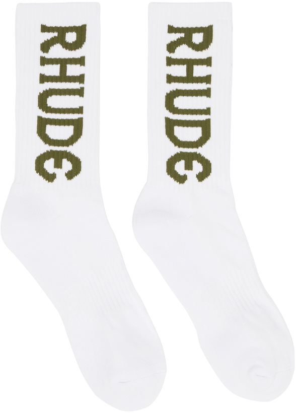 Photo: Rhude White Vertical Socks